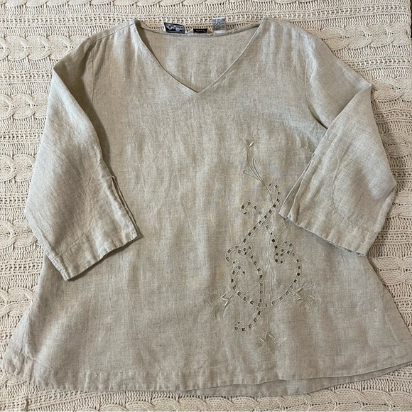 Irish linen tunic, embroidered, Richard Malcom - Picture 5 of 7